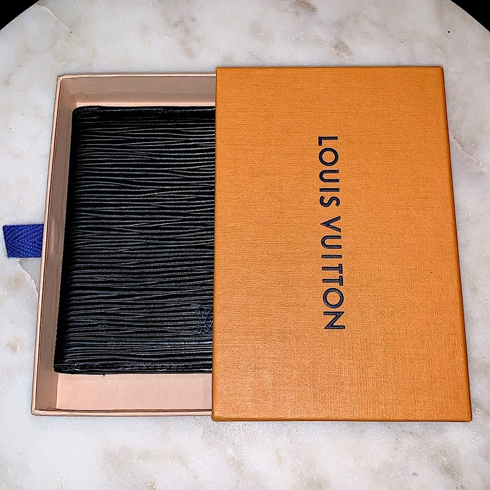 LOUIS VUITTON POCHETTE BLACK EPI LEATHER VINTAGE CARDHOLDER WALLET FRANCE